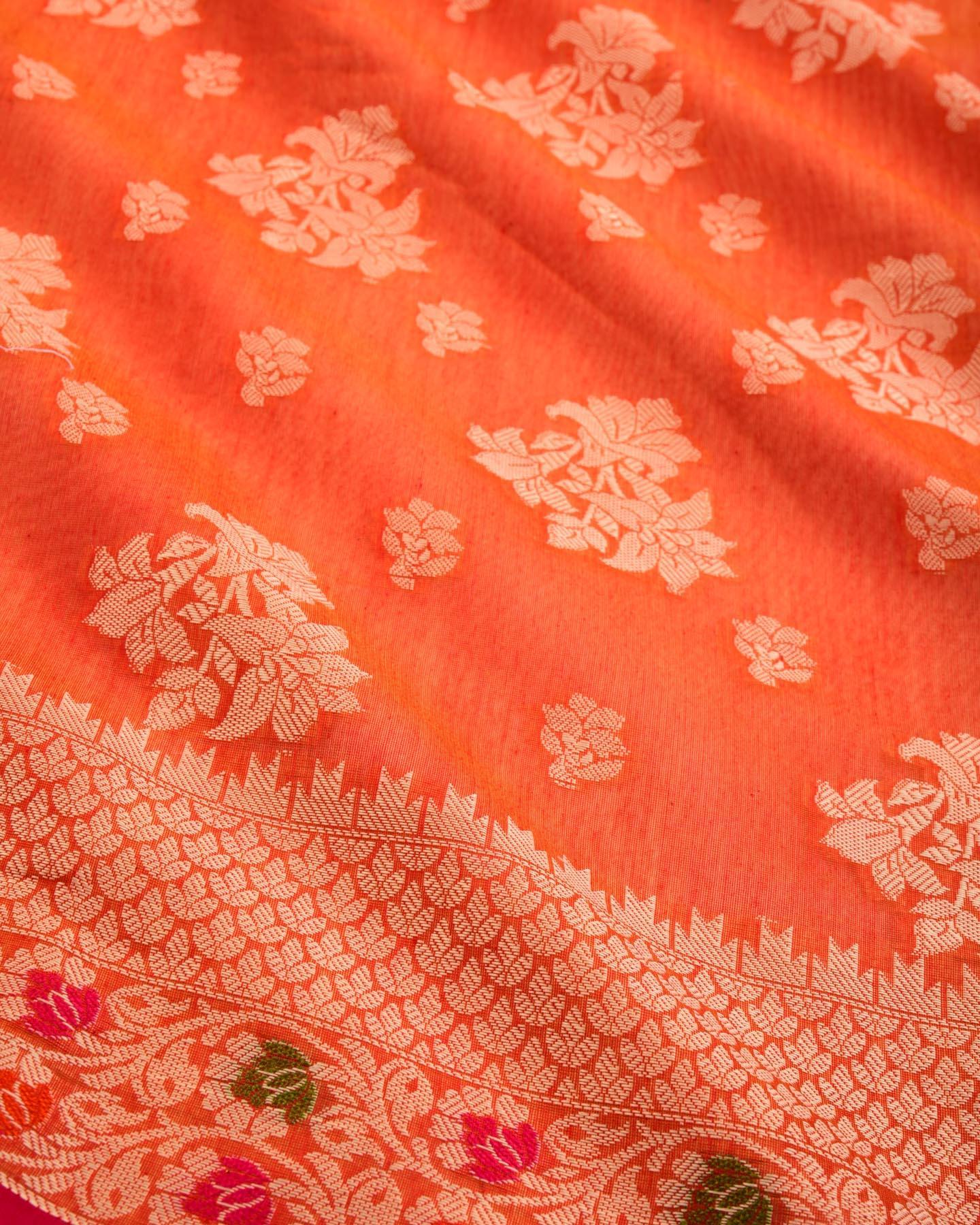 Sunny Red Banarasi Resham Buta Cutwork Brocade Woven Cotton Silk Saree - By HolyWeaves, Benares