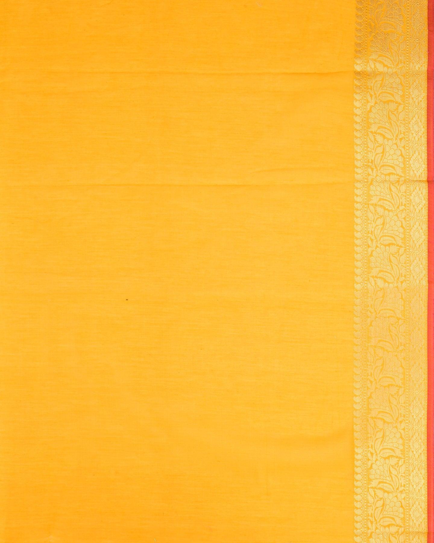 Sunny Yellow Banarasi Gold Silver and Color Resham Buta Cutwork Brocade Woven Cotton Silk Saree - By HolyWeaves, Benares