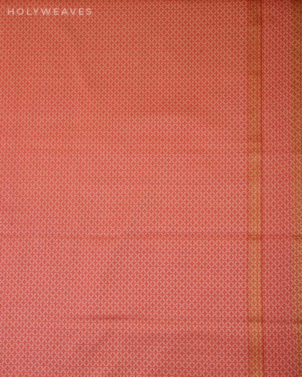 Vermilion Red Banarasi Resham Buti Cutwork Brocade Woven Cotton Silk Saree - By HolyWeaves, Benares