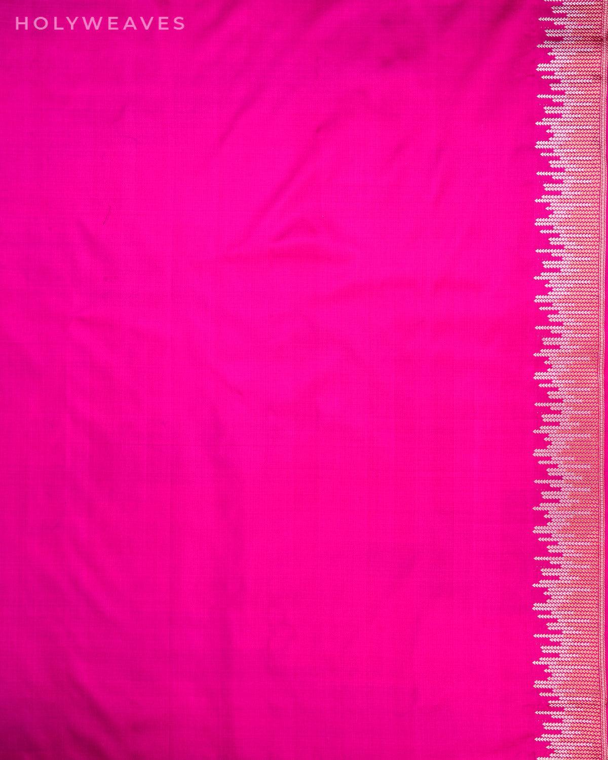 Vibgyor Pink Banarasi Iridescent Kadhuan Brocade Handwoven Katan Silk Saree - By HolyWeaves, Benares