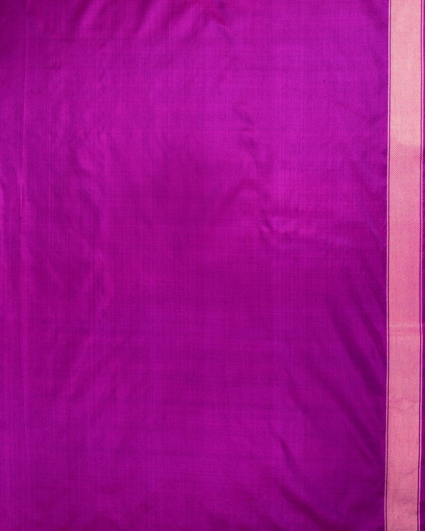 VIBGYOR Purple Banarasi Morpankh (मोरपंख) Brocade Handwoven Katan Silk Saree - By HolyWeaves, Benares