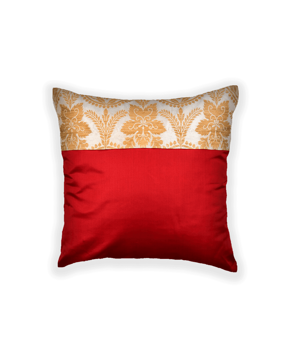 White Brocade Woven Dupion Silk Cushion Cover with Satin Back 16