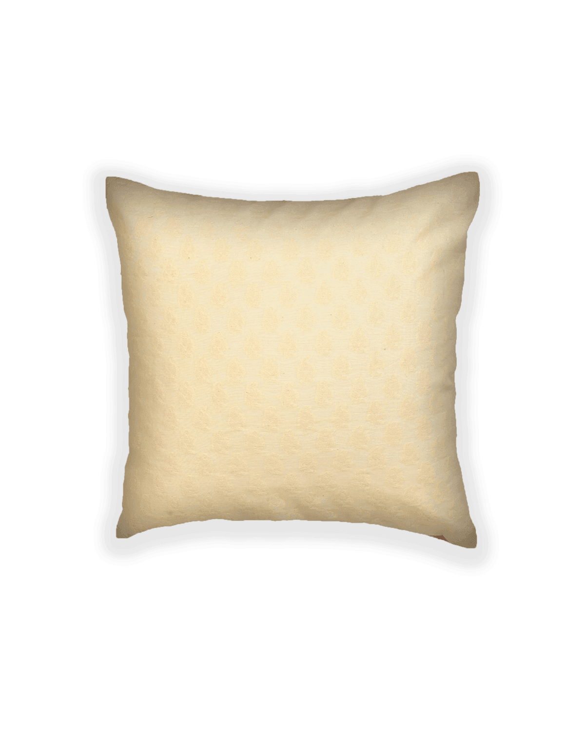 White Cutwork Woven Cotton Silk Cushion Cover 16" - By HolyWeaves, Benares