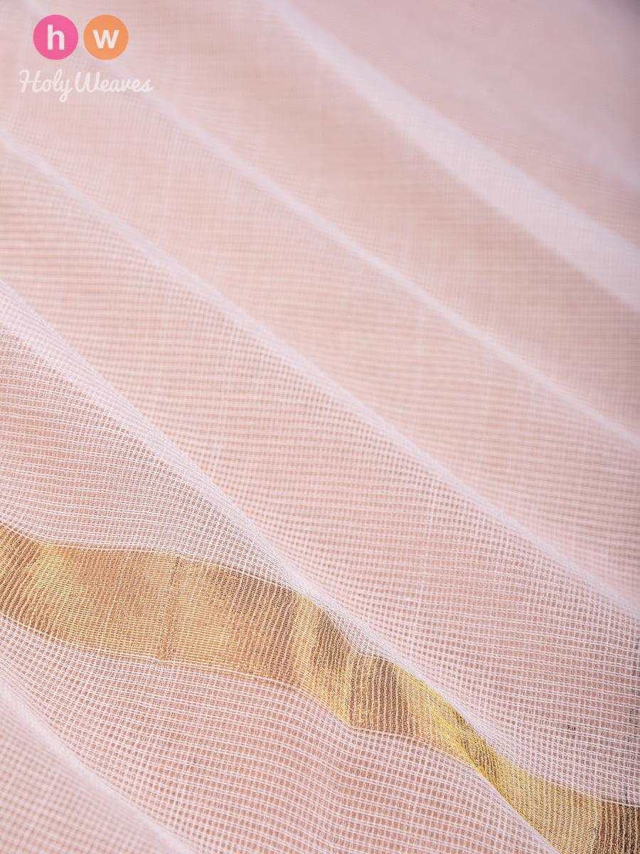 White Net Woven Poly Cotton Silk Dupatta - By HolyWeaves, Benares