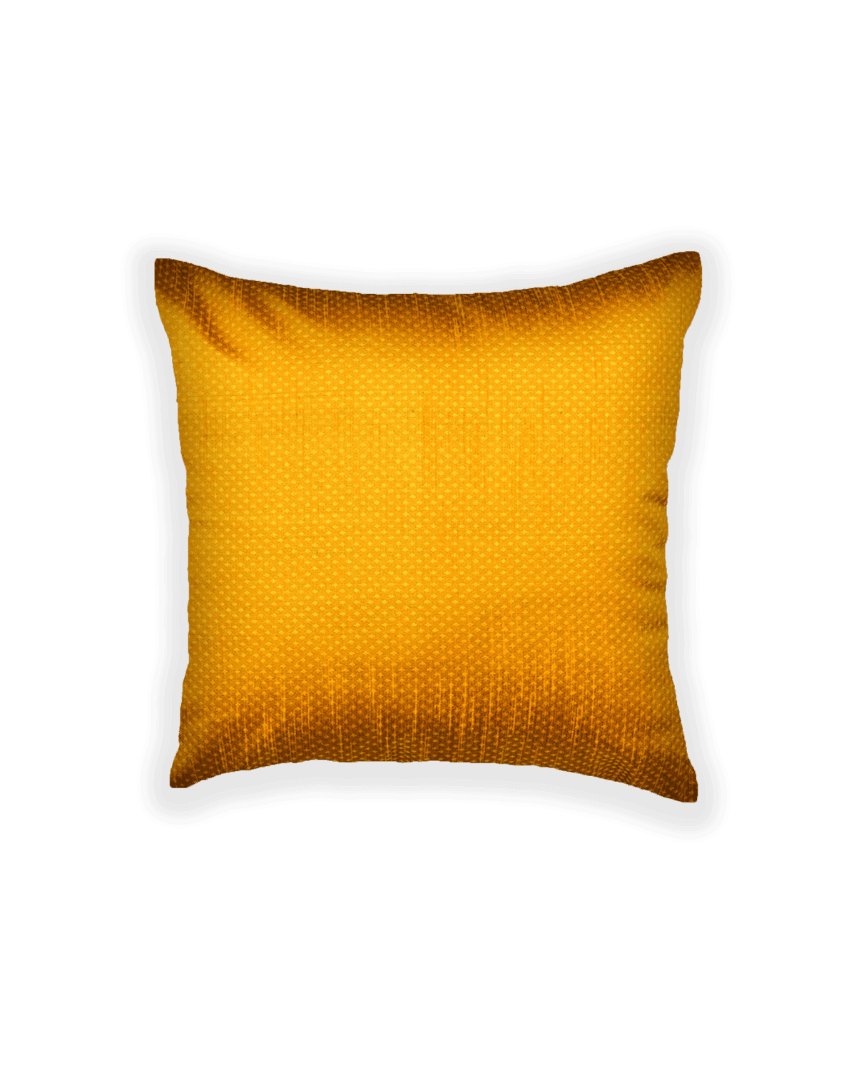Yellow Banarasi Jacquard Poly Dupion Cushion Cover 16" - By HolyWeaves, Benares