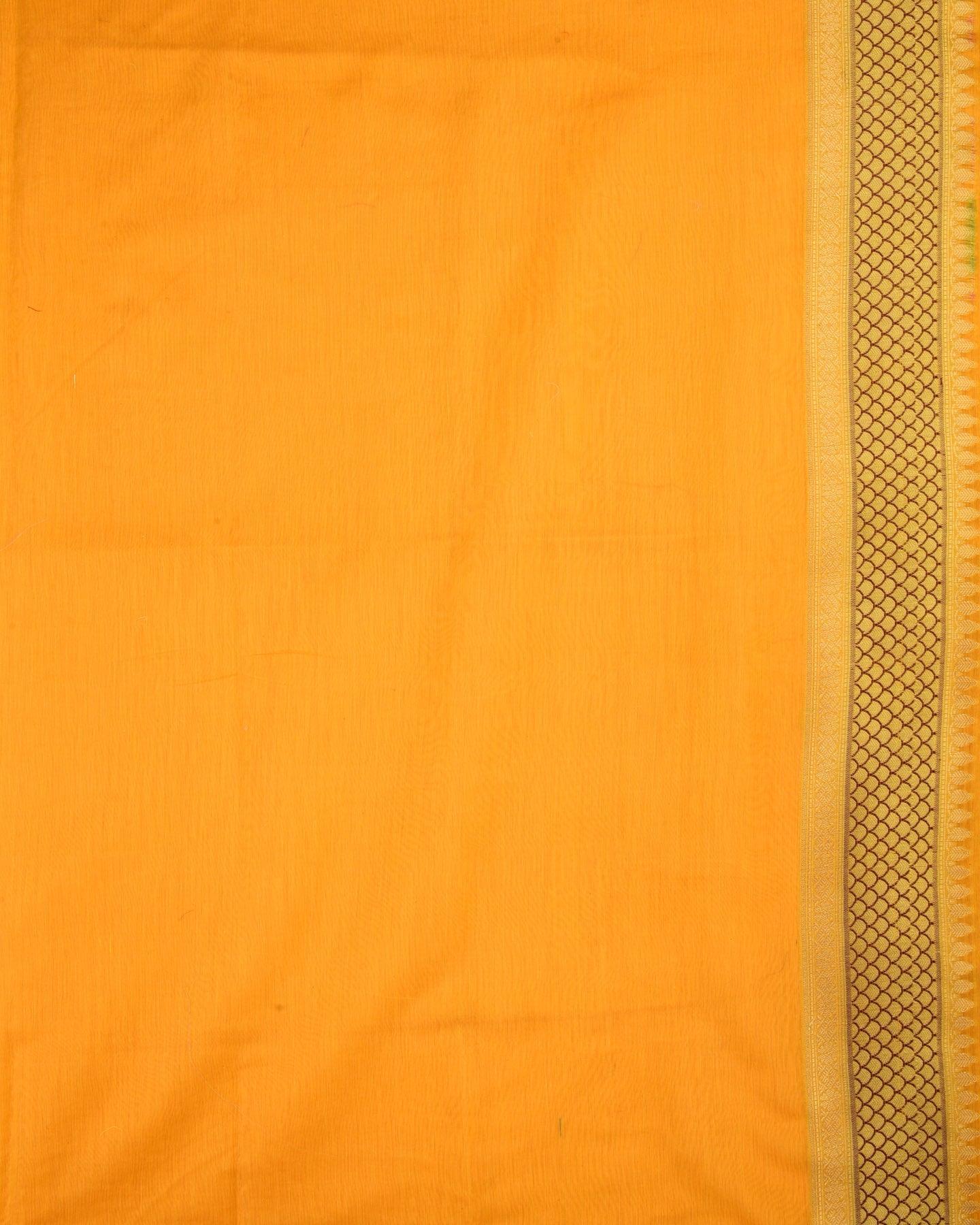 Yellow Banarasi Patola Cutwork Brocade Woven Cotton Silk Saree - By HolyWeaves, Benares