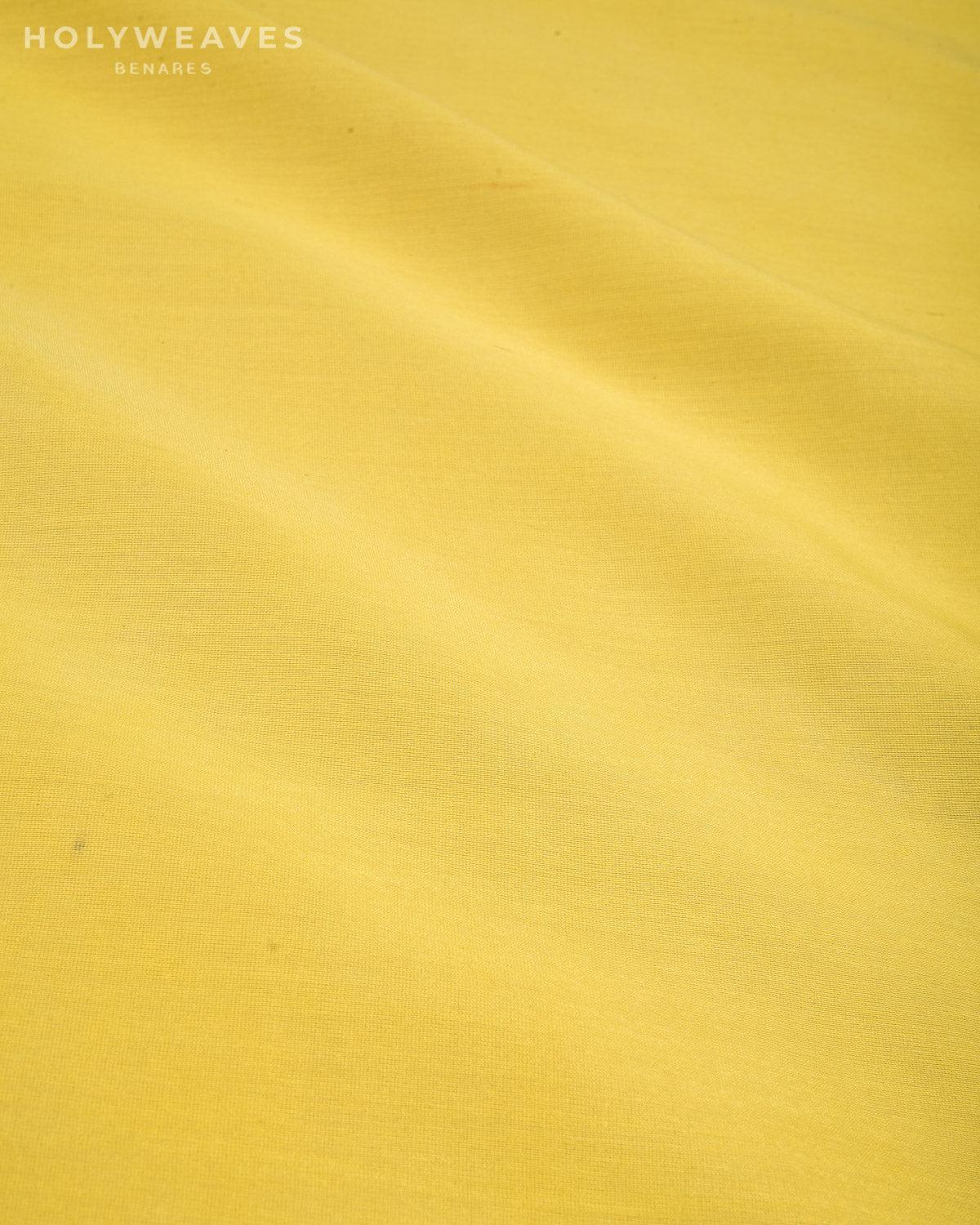 Yellow Banarasi Pure Cotton Silk Fabric - By HolyWeaves, Benares