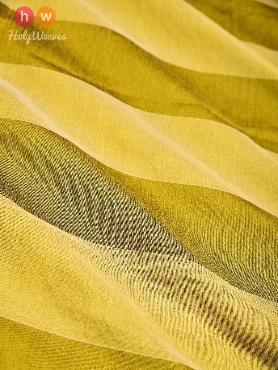 Yellow Cabana Stripes Woven Poly Cotton Silk Dupatta - By HolyWeaves, Benares