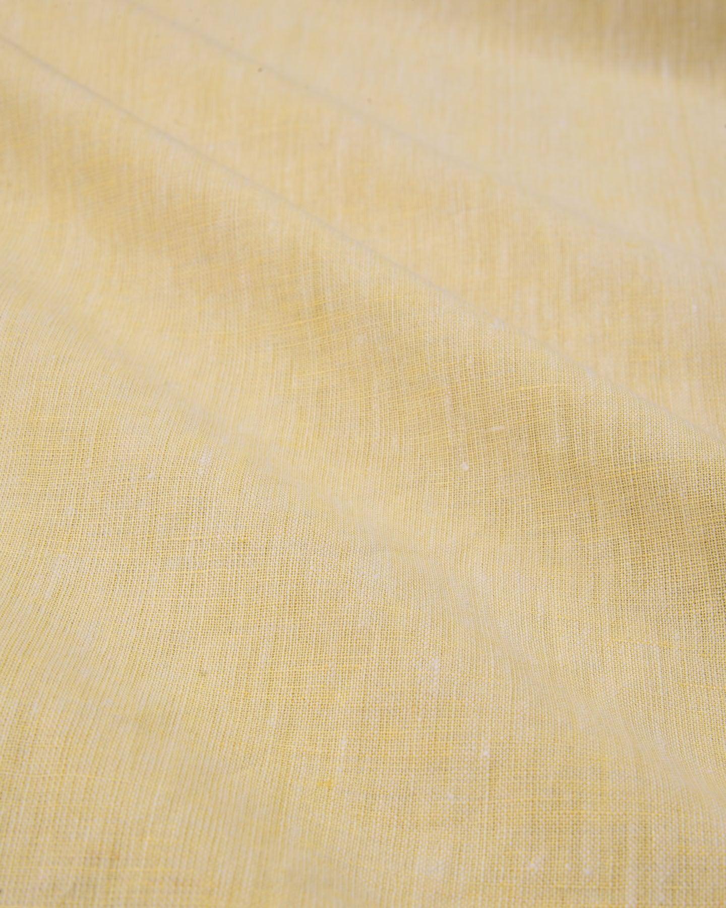 Yellow Textured Plain Woven Cotton Linen Fabric - By HolyWeaves, Benares