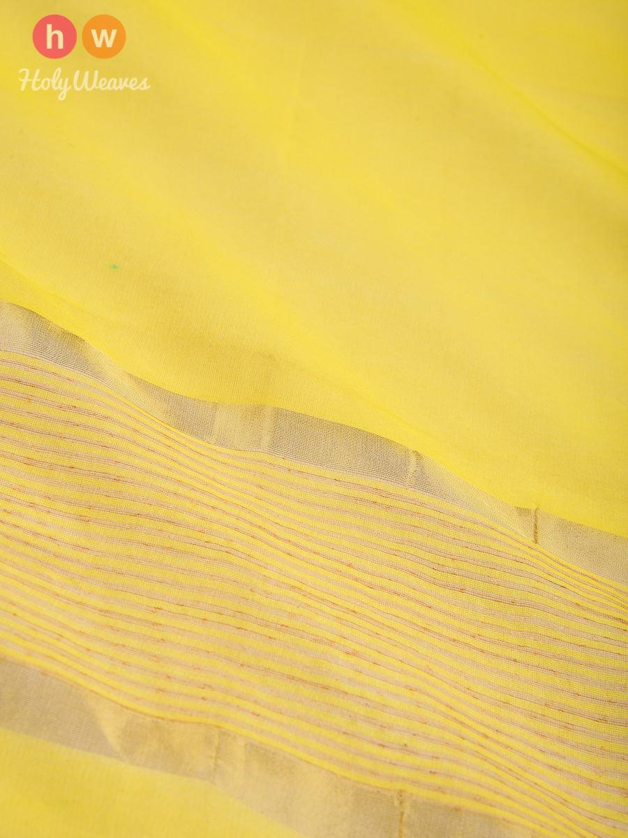 Yellow Woven Poly Cotton Silk Dupatta - By HolyWeaves, Benares